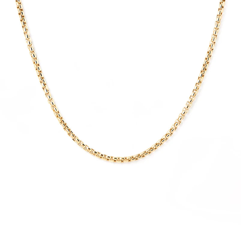 Gemnel Highest Quality 925 Silver 18k Gold Classic 2mm Round Box Chain Necklace