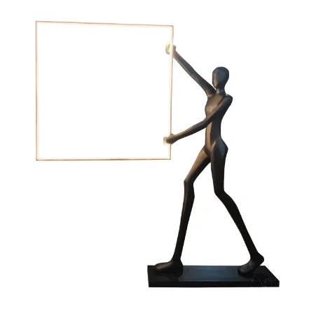Human Figurines Art Sculpture Floor Lamp Hotel Lobby Exhibition Hall Standing Statue Light Decor Floor Lighting