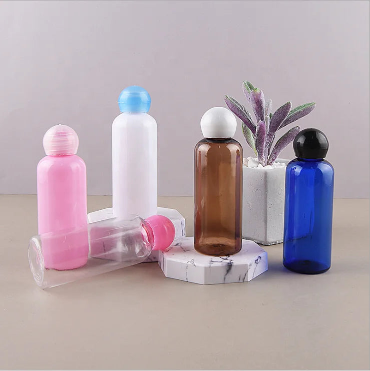 Low MOQ Hot Sale 1oz 2oz PET Plastic Lotion Bottle for Skin Care  Toner Plastic Bottle Mushroom Cap Rose Gold Toner Bottle