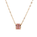 Wholesale Women's Trendy Stainless Steel Necklace with Colorful Zircon Crystal Circle Pendant Jewelry Gift Accessories