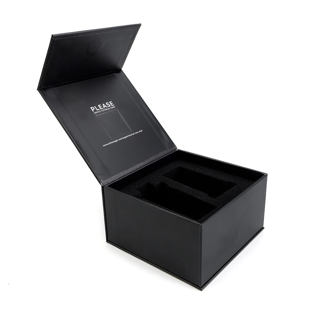 Custom Desgin Rigid Luxury Handmade Flip Top Cardboard Recyclable Black Paper Magnetic Closure Gift Box Packaging for Craft