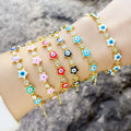 Multi-Color Evil-eye Bracelet Brass Enamel Star Zircon Bracelet Greek Eye Turkish Eye Protection Link Chain Bracelet Gift