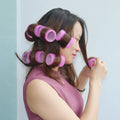 Factory Price Fusen Rosy Self-Grip Strong Hair Styling 44x63mm Hairdressing Curlers Plastic Hair Roller Sets 6pcs/bag for Girls