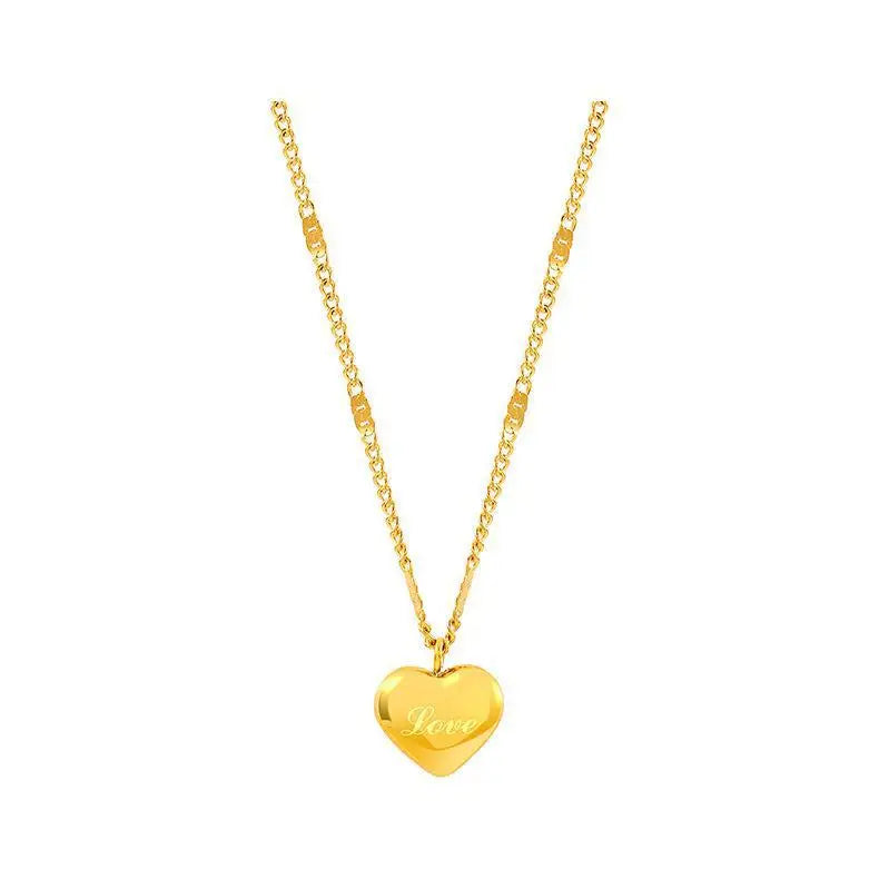 New Female Simple Titanium Steel Engraved Love Heart Stainless Steel Necklace for Mom and Valentine's Day Gift Necklace