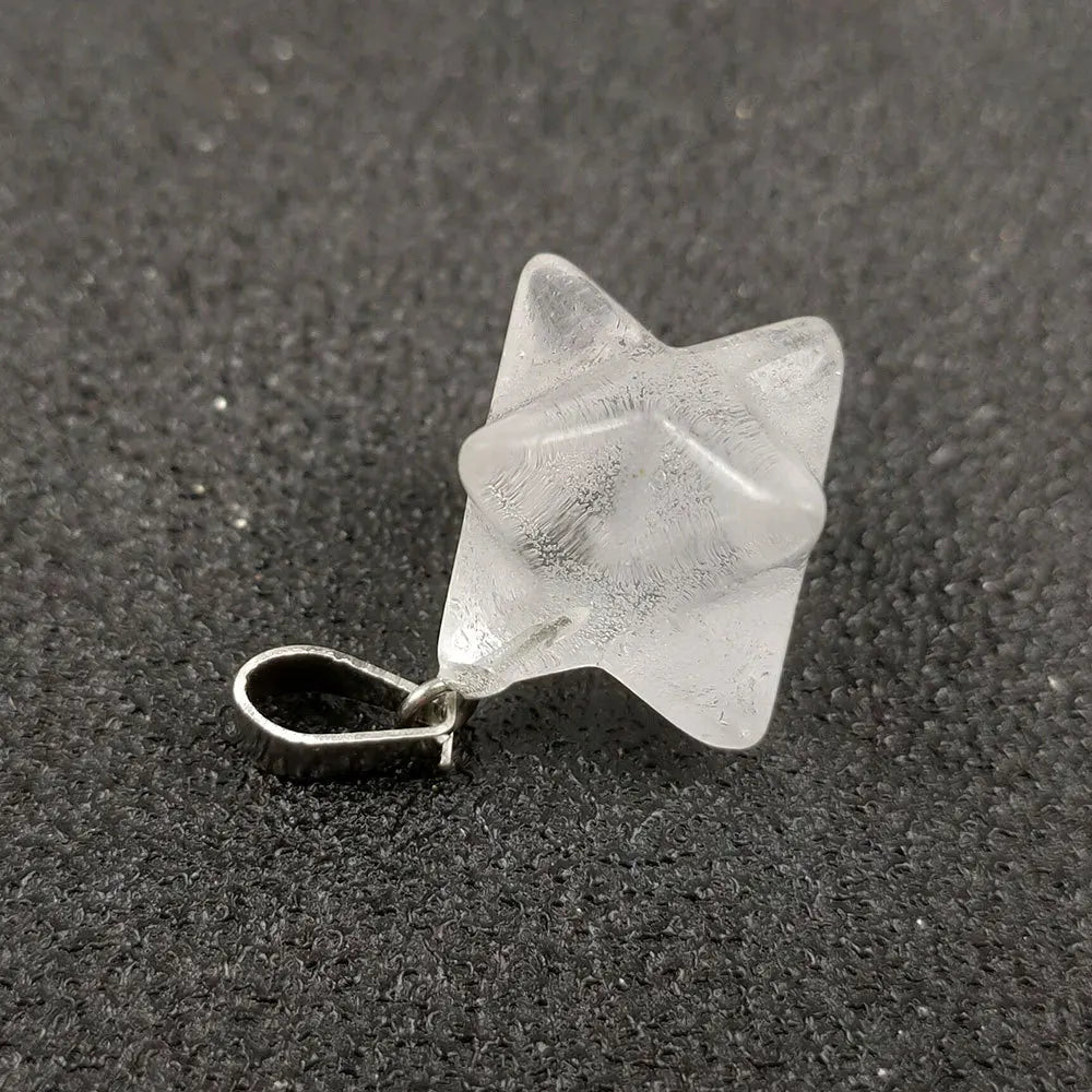 DIY DIY Natural Clear Quartz Gemstone Crystal Quartz Merkaba Star Pendants for Gifts and Souvenir Crystal Craft Necklace Accessory alibaba Stone