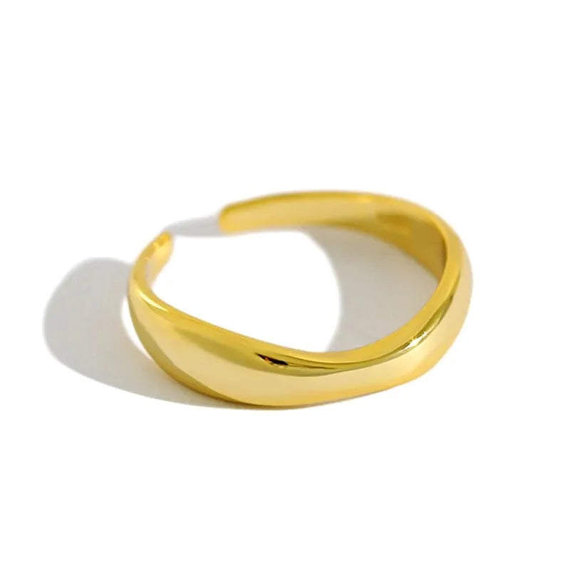 Wholesale Minimalist Wave Rings 925 Sterling Silver Rings Adjustable Gold Plated Silver Jewelry for Women