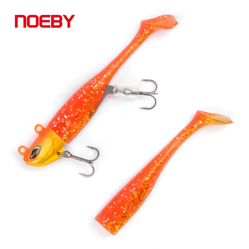 NOEBY 21g/28g Soft Vibration Jig Head Jig Lure with Two Line Eyes Soft Plastic Bass Fishing Lure Leurre Souple