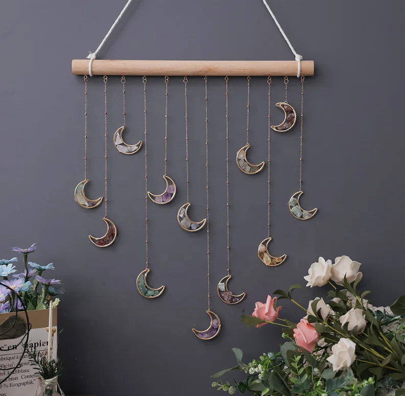 Natural Rubble Moon Sun Catcher Window Decoration Home Decorations Garden Crafts Wall Decor Sun Catcher