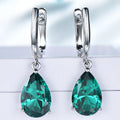 UMCHO Classic Single Gemstone Pear Cut Emerald 925 Sterling Silver Drop  Earring for Women Girl