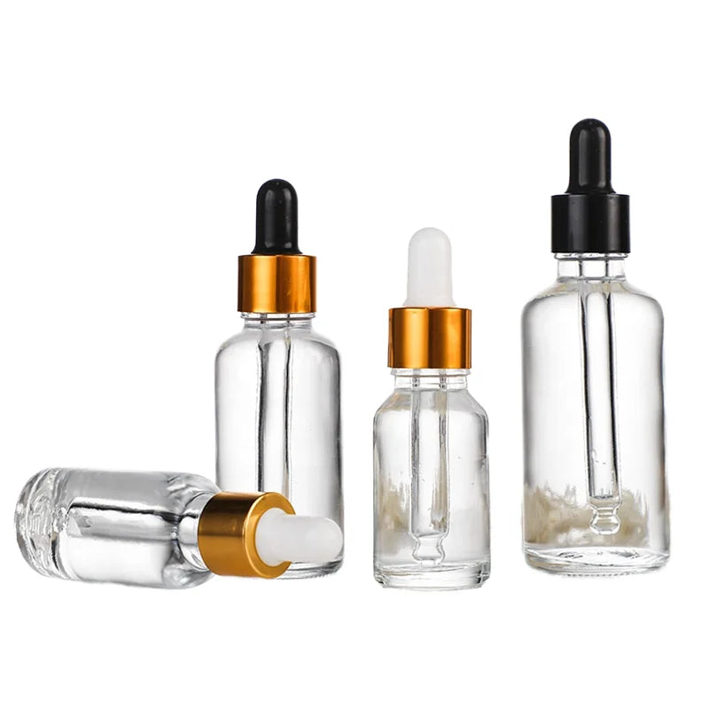 Luxury Transparent Pink Glass Dropper Bottle New Size 5ml-100ml MOQ 100 Pieces Cosmetic Packaging Screw Cap Screen Printing