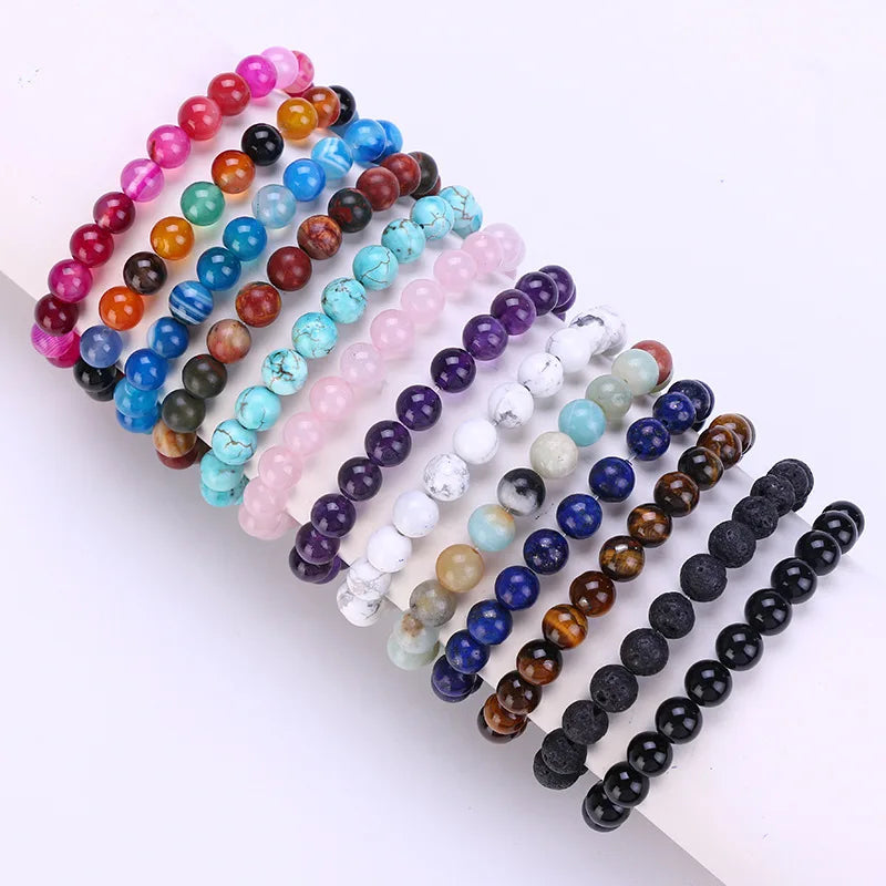 Gemstone Jewelry 8mm Natural Stone Bracelet Tiger Eye Howlite Bracelet
