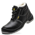 Men's Winter Safety Work Boots Genuine Leather Steel Toe Anti-Slip for Construction Factory Work PU Mesh Fabric Insoles