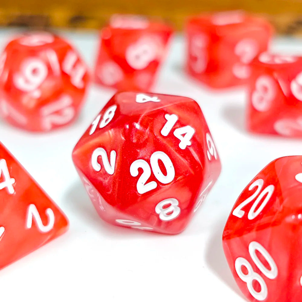 Custom Made 16mm D20 Polyhedral Acrylic DND Dice Set Pearl Marble Finish D20 Shape Board Games for Dungeons Dragons