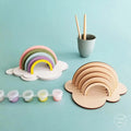 Factory Direct Sale Custom DIY Laser Cut Wood Rainbow Paint Kit  for Kid Birthday Gifts Crafts