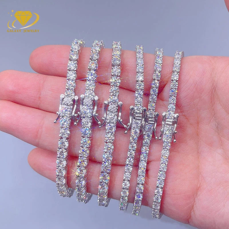 Cheapest Price RTS Vvs Moissanite Bracelet 925 Sterling Silver 2mm 3mm 4mm 5mm 6.5mm  Moissanite Tennis Bracelet Chain
