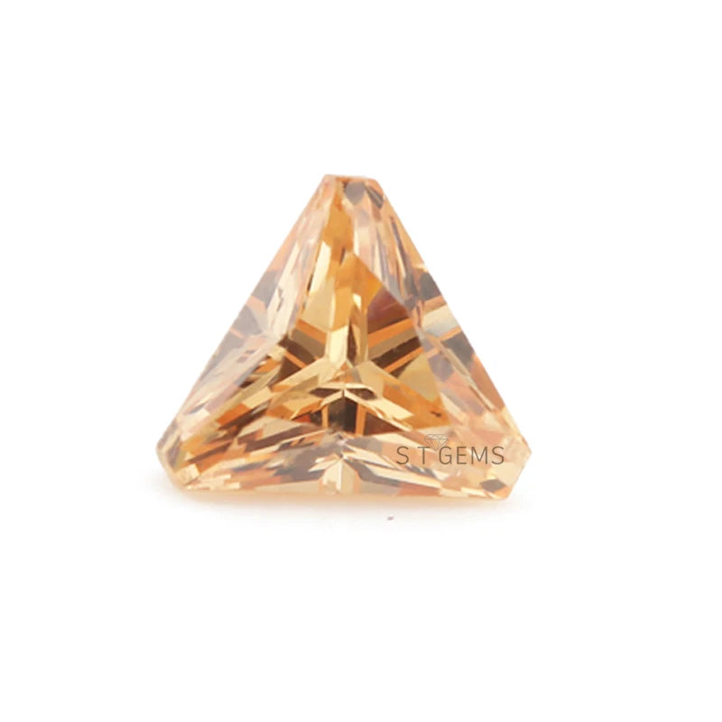 Machine Cut Loose Gemstone Champagne Triangle Cut Cubic Zirconia Stone for Wedding Jewelry