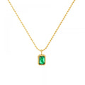 2022 Hot Selling Emerald Zircon Micro Inlay Necklace Stainless Steel Plated 18k Real Gold Necklace