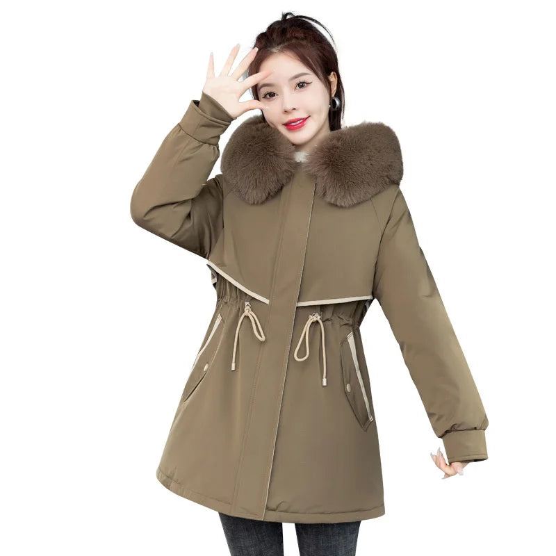 2025 New Fashion Slim Women's Winter Jacket Fur Hoodies Women Coat Winter