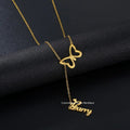 DIY Stainless Steel Custom Letter Name Gold-plated Hollow butterfly Pendant Necklace Fashion Jewelry