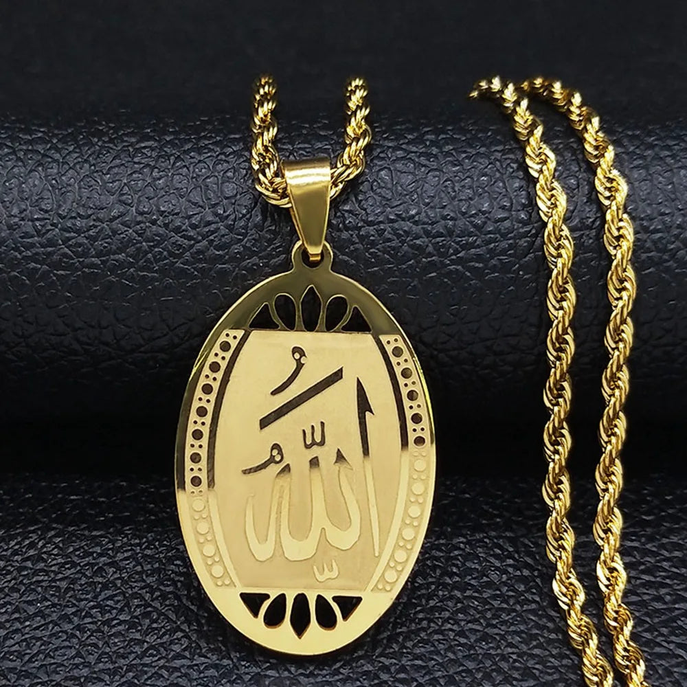 Retro Shield Protection Necklace Stainless Steel Protection Pendant Necklace Twist Chain Necklace