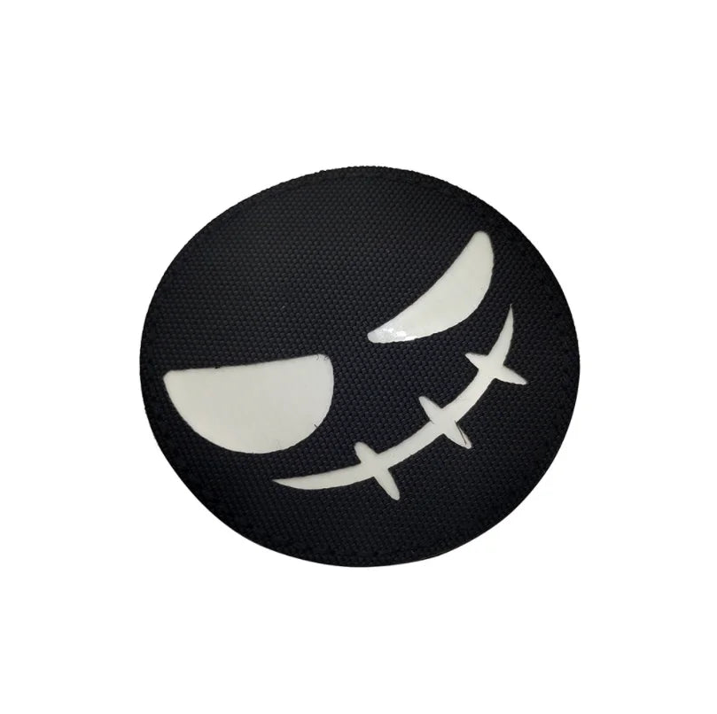 Custom Embroidered logo Glow Embroidery Patch Evil Smiling Face IR Reflective Embroidery Patches