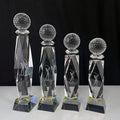 Laser Golfer Crystal Golf Ball Crystal Glass Awards Trophies with rainbow Base MH-NJ0733
