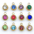 Round Faceted Rhinestone Charm Gold Tone Alloy Drop for Wine Glass Markers MegaBDM