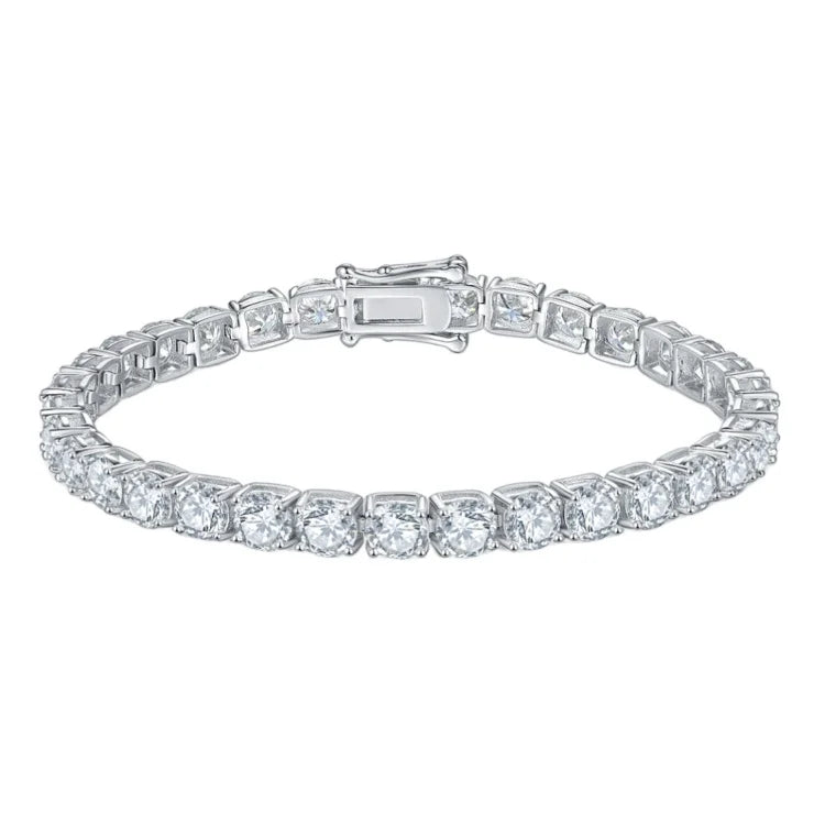 Redleaf 925 Sterling Silver  Moissanite Bracelets Fine Jewelry 4mm D VVS1 Moissanite Tennis Bracelet for  Women and Men