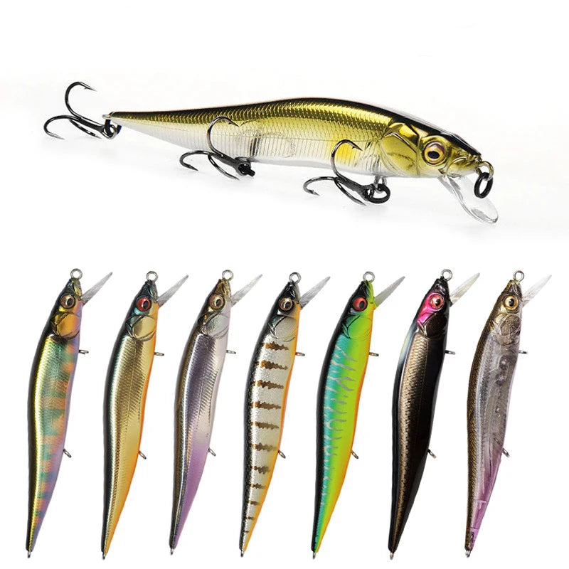 WEIHE 98mm 10.5g 8 Colors Artificial Hard Minnow Lure ABS Plastic Suspending Fishing Bait Lifelike Swimbait