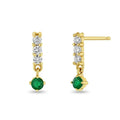 LOZRUNVE 925 Sterling Silver 18k Gold Bar Drop with Dangling Prong Emerald Earrings