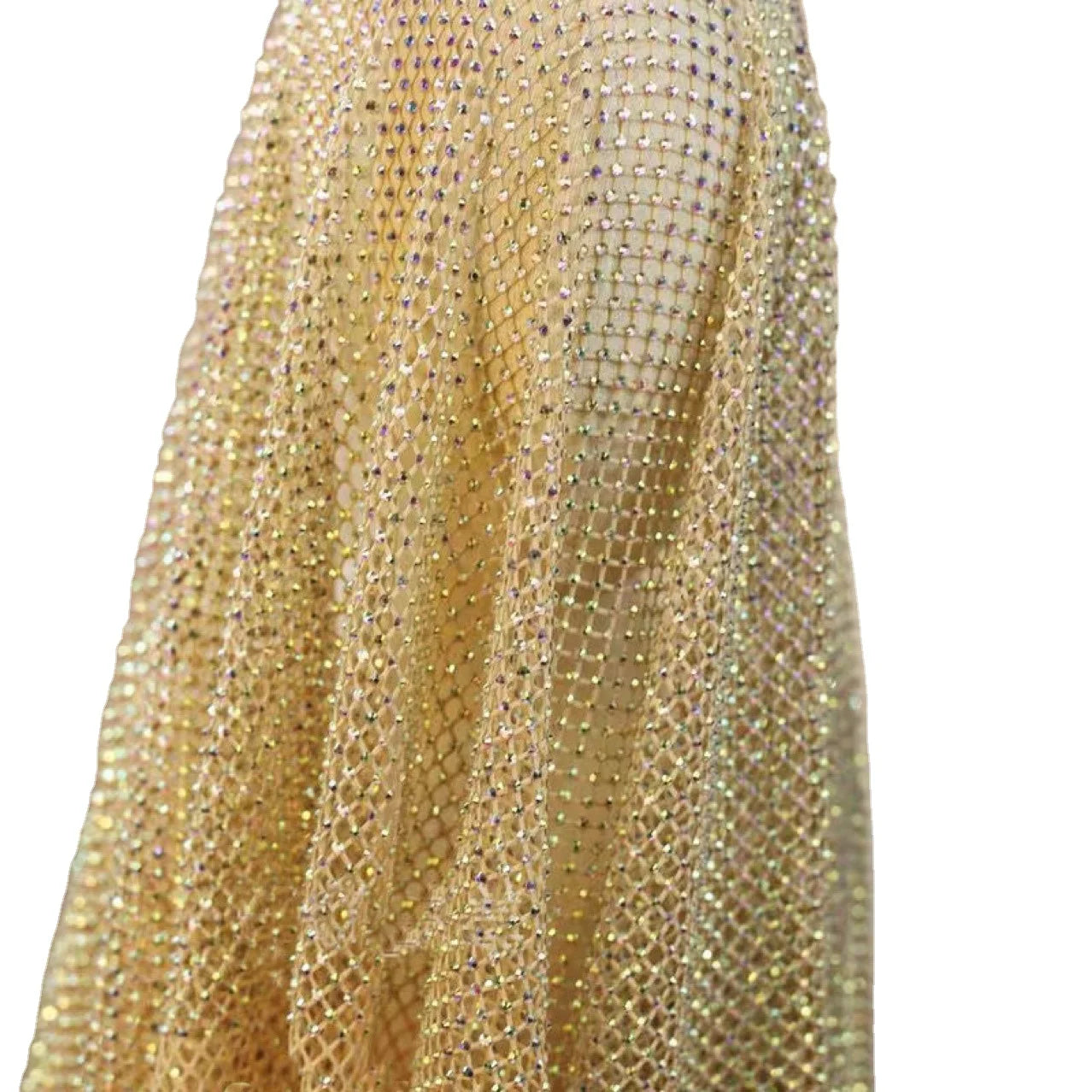 Elastic Spandex Rhinestone Fabric Stretchy Rhinestone Mesh Fabric for Party Dress Bling Crystal Hot Drill Multi-patterns Fabric