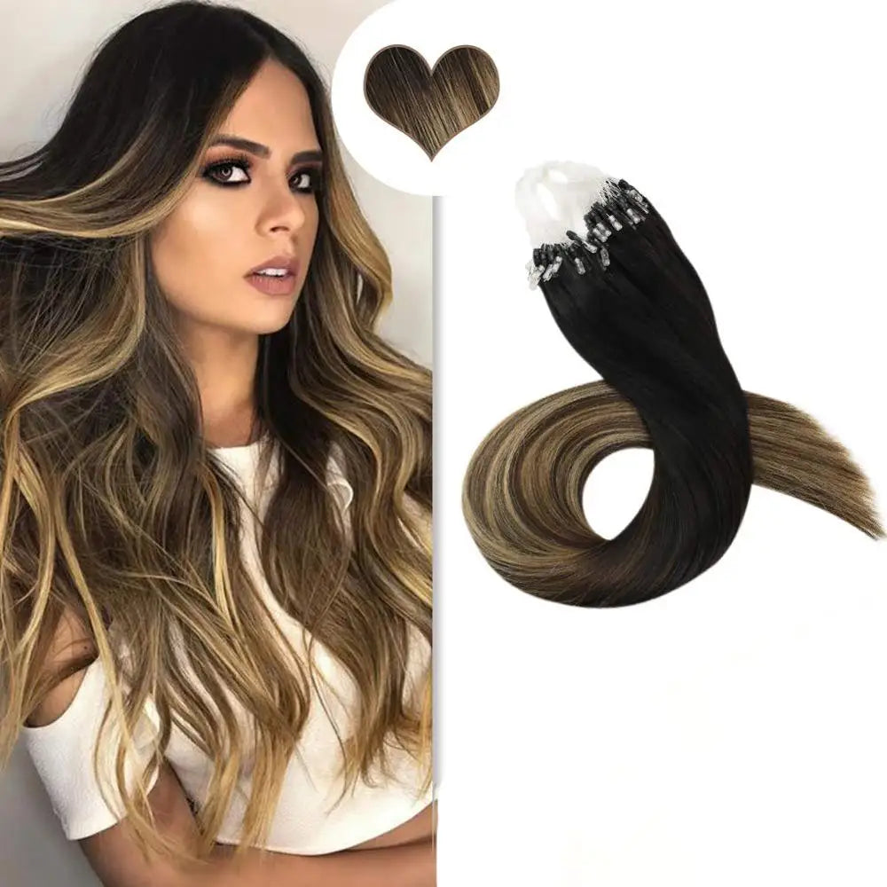 Double Drawn Vigin Remy Human Hair Ombre Micro Loop Hair Extensions