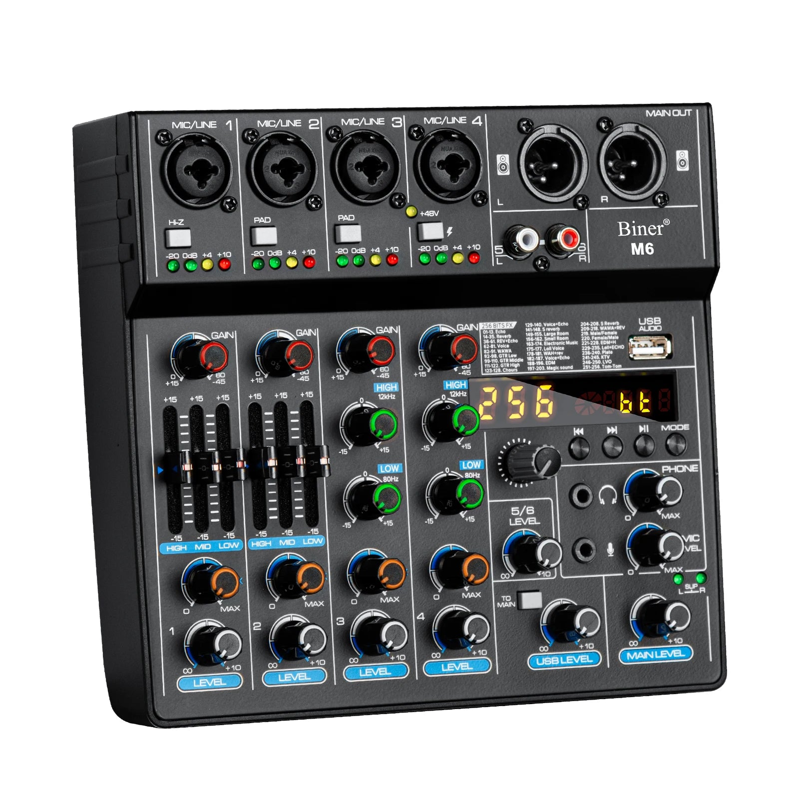 OEM M6 Professional 6 Channel Mini USB Audio Mixer Portable 6 Channel DJ Controller/Audio Console Mixer