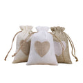 Custom 8x10cm Heart Printing Jute Drawstring Bags Jewelry Small Pouches Wedding Christmas Gift Packing Pocket