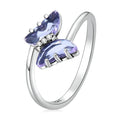 Factory 2024 New 925 Sterling Silver Violet Pave Crystal Butterfly Ring Women Making Ring Fine Jewelry Wedding Gift SCR797