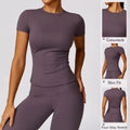 Custom High Quality Softness Sportswear Women Crewneck Short Sleeve Gym Blank Tshirts Custom Compression Slim Fit Yoga T Shirts