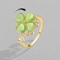 Rotating Four Clover Wedding Rings for Women Anti-Stress Anxiety Ring Adjustable Aesthetic Jewelry