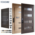 French Style Custom Solid Wood Sound Insulation House Main Entrance Front Entry Pivot Doors with Vision Panels Glass Window