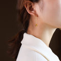 Western Style Personalized Stainless Steel Long Dropping Stud Earrings 18k Gold Plated Ball Bead Earrings Ornament Female