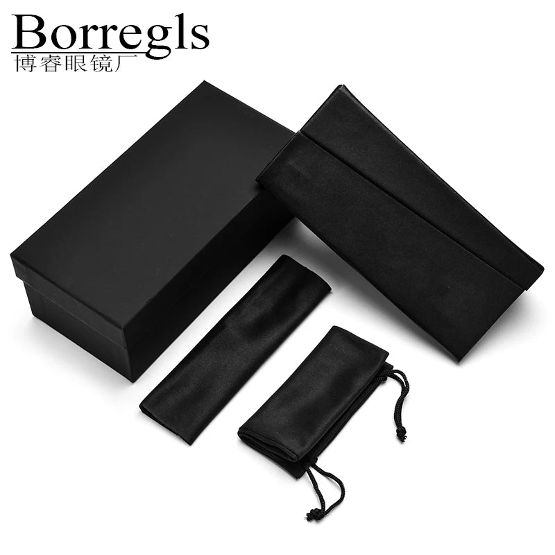 Borregls Sunglasses Package Custom Logo Packaging Box PU Leather Glasses Case With Paper BoxPU Bag and Clothing