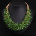 Luxury Dubai Gold Plated African Women Wedding Crystal Necklace