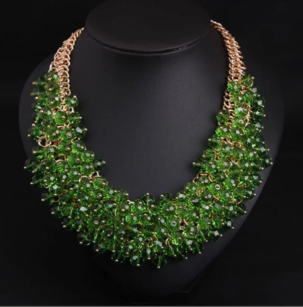 Luxury Dubai Gold Plated African Women Wedding Crystal Necklace