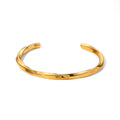 Minimalist Unisex Stainless Steel 18K Gold Plated Twisted Crescent Moon Irregular Wave Open Bangles