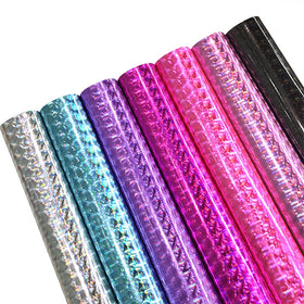 Holographic Laser Abstract Star Patterns Cotton Backing PU Faux Leather for Crafts Bows Bags Sewing Earrings Upholstery