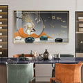 Hot Selling Luxury Modern Painting Landscape Crystal Painting with Wall Clock Horizontal Decorative Painting Clock