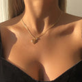 New Arrival Creative Gold Plated Necklace Ins Popular Rhinestone Drip Oil Double Heart Pendant Necklace for Women Girls