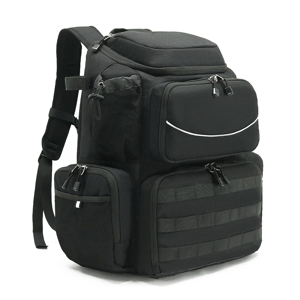Tactical Fishing Backpack Waterproof MOLLE Rucksack with Rod Holder & Tackle Storage Outdoor Hiking/Travel Pack for Anglers