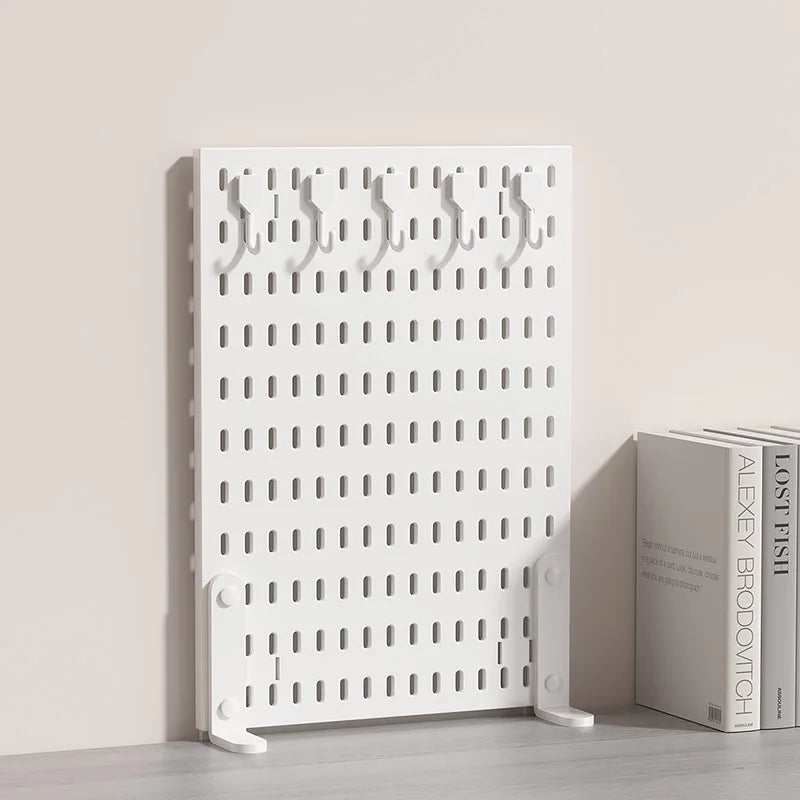 Single-Tier PP Material Plastic Desktop Organizer Space-Saving Foldable Storage Holder with No-Hole Punching Shelf Cabinets