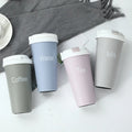 Custom Portable Water Bottle 500ml Double Wall Tumbler Stainless Steel Travel Coffee Mug with Drinking Straws Couple Thermos Cup