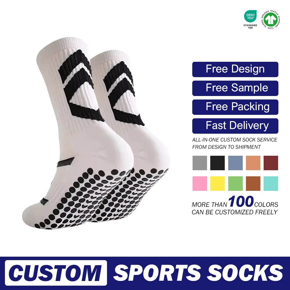 Custom Anti Slip Grip Socks Custom Design High Quality Football Sports Custom Logo Casual  Knitted Funny Socks